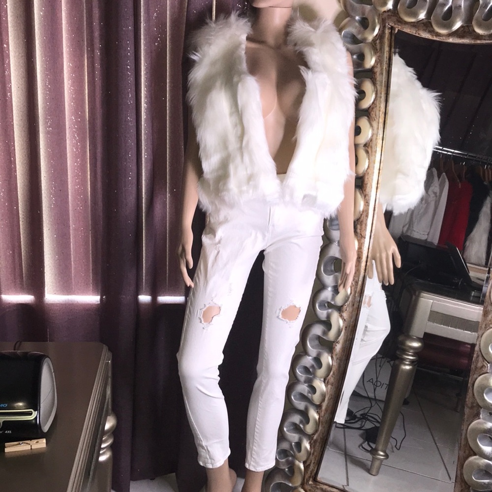 Short sleeve jacket faux fur far